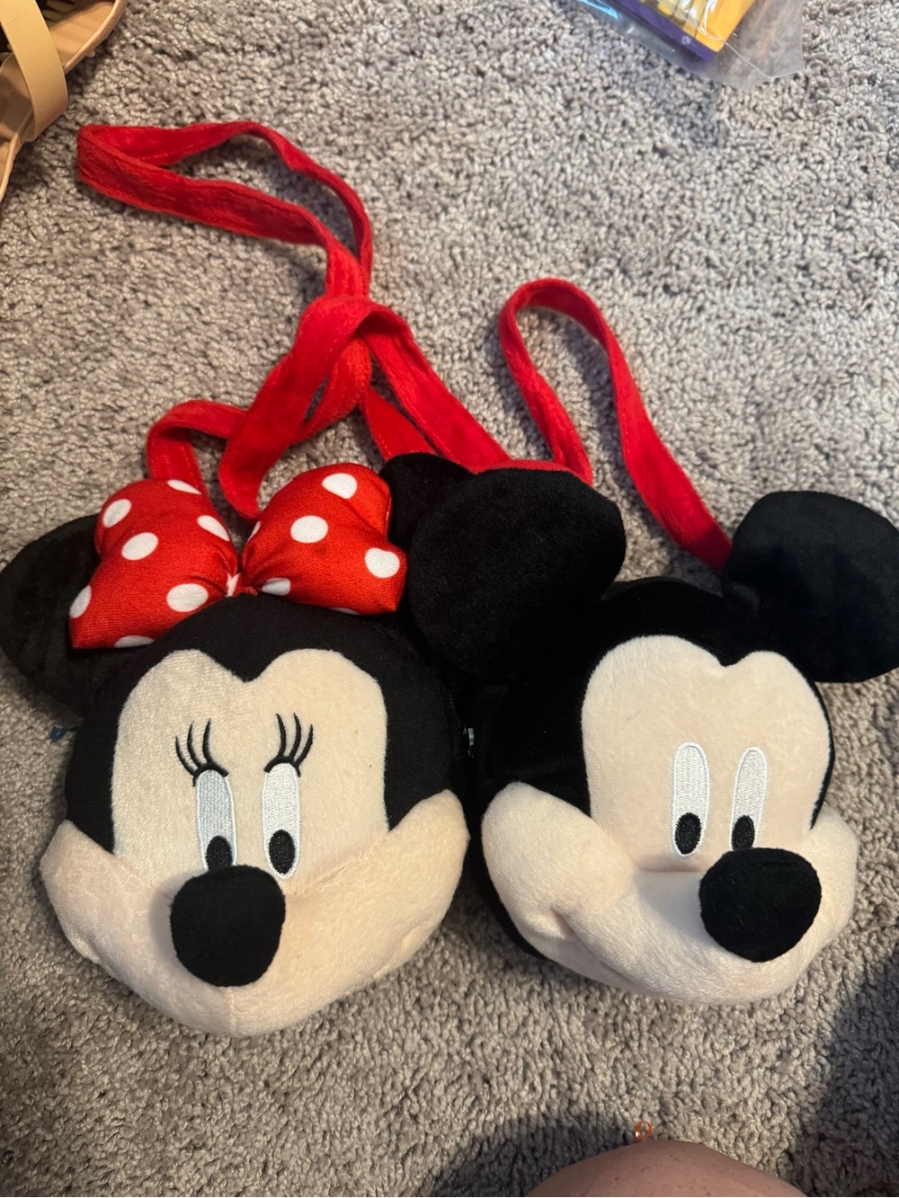 Disney Minnie & Mickey Plush Crossbody Purses - Black, Red, White